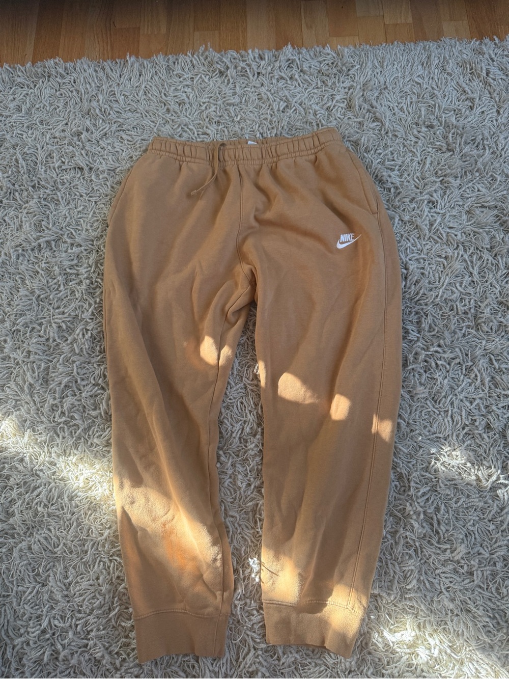 Nike Camel Brown Sweatpants with White Swoosh - Picture 2 of 4